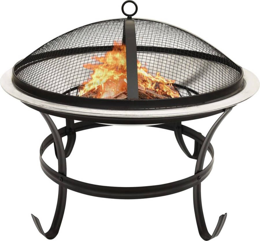 The Living Store Vuurplaats Roestvrij staal 56 x 56 x 49 cm 2-in-1 Inclusief grillrooster