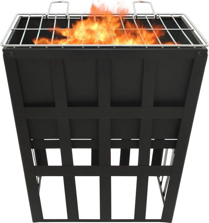 The Living Store Vuurplaats Staal 34 x 34 x 48 cm Zwarte Houtskoolbarbecue