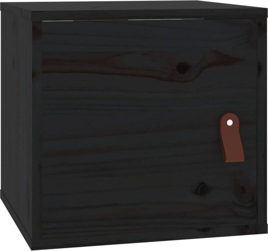 The Living Store Wandkast Zwart 31.5 x 30 x 30 cm Massief grenenhout en bewerkt hout