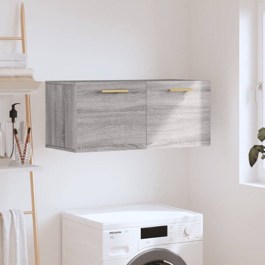 The Living Store Zwevende Wandkast Grijs Sonoma Eiken 80 x 36.5 x 35 cm Duurzaam Materiaal