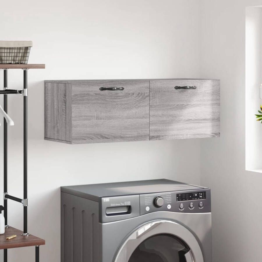 The Living Store Wandkast Gray Sonoma Oak 60 x 36.5 x 35 cm Floating Display Durable Material