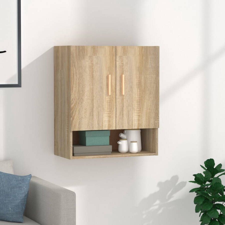 The Living Store Wandkast Scandinavische Charme Hout 60 x 31 x 70 cm (B x D x H) Sonoma Eiken