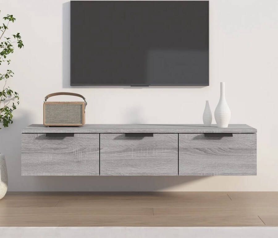 The Living Store Wandkast Trendy TV-meubel en opbergkast 102 x 30 x 20 cm Grijs sonoma eiken