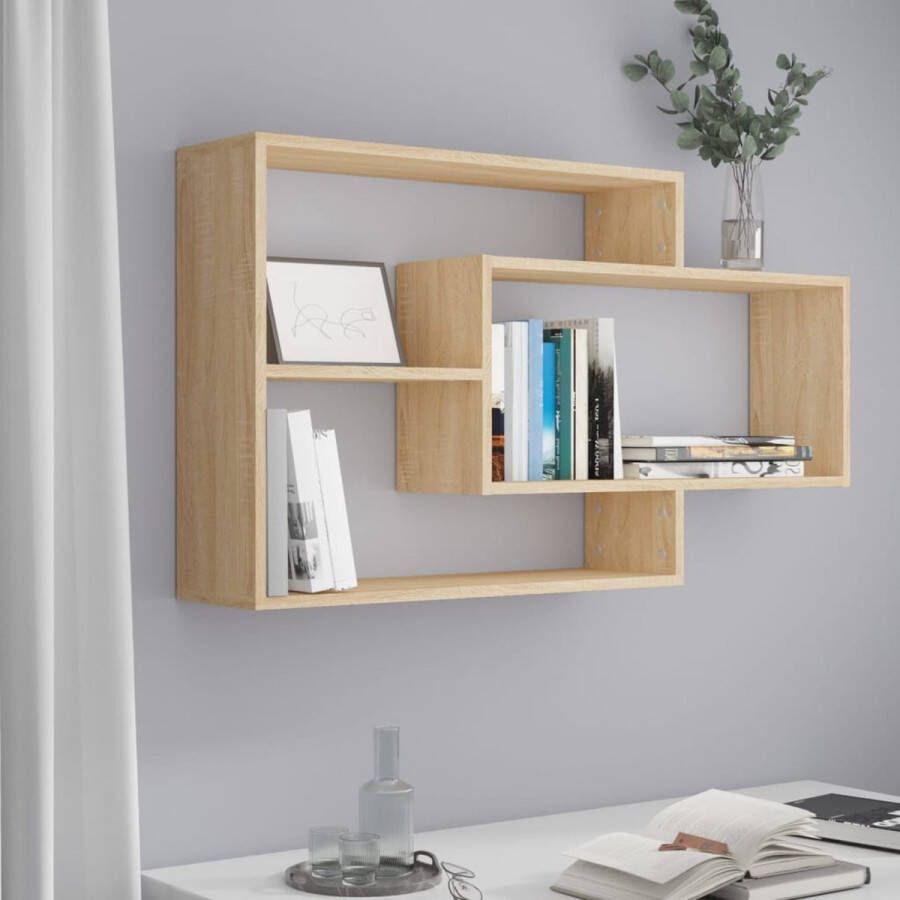 The Living Store Wandschappen 104x20x58-5 cm bewerkt hout sonoma eikenkleurig Wandsteun