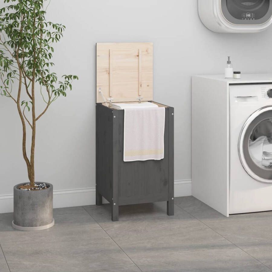 The Living Store Wasmand Afmetingen- 44 x 44 x 76 cm Ken- Massief grenenhout