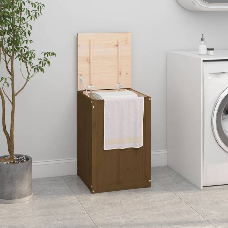 The Living Store Wasmand Grenenhout Honingbruin 44x44x66 cm
