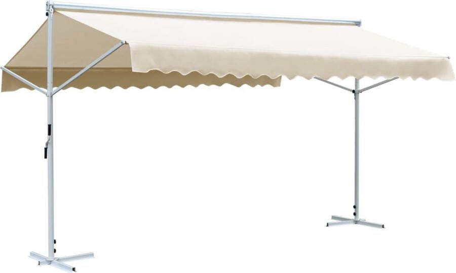 The Living Store Waterafstotende Luifel Gepoedercoat Staal 600x300x300 cm Crème UV en Weerbestendig