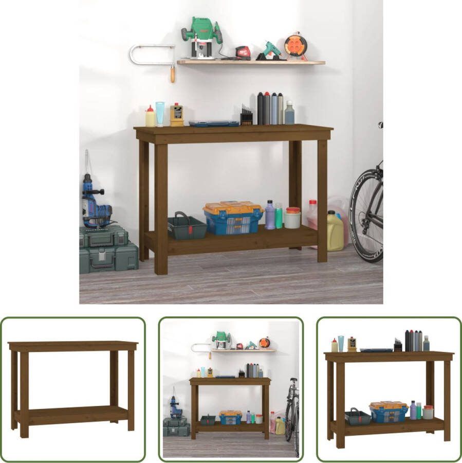 The Living Store Werkbank Grenenhout 110 x 50 x 80 cm Honingbruin