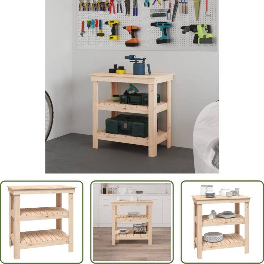 The Living Store Werkbank Grenenhout Opbergruimte 78.5 x 50 x 80 cm Stabiel frame