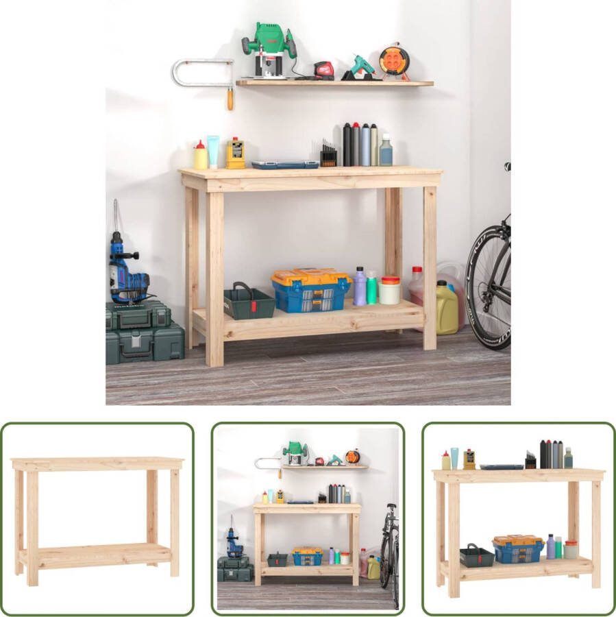 The Living Store Werkbank Haydon Werkbank 110 x 50 x 80 cm Massief grenenhout