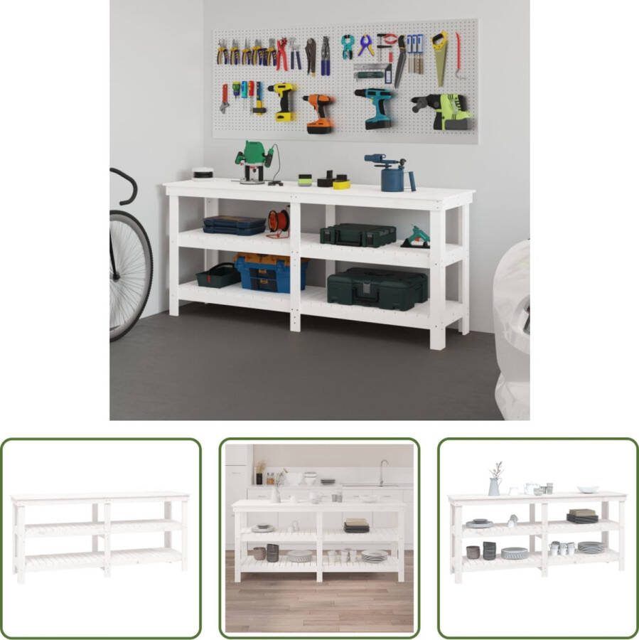The Living Store Werkbank Rustiek Massief Grenenhout 181x50x80 cm