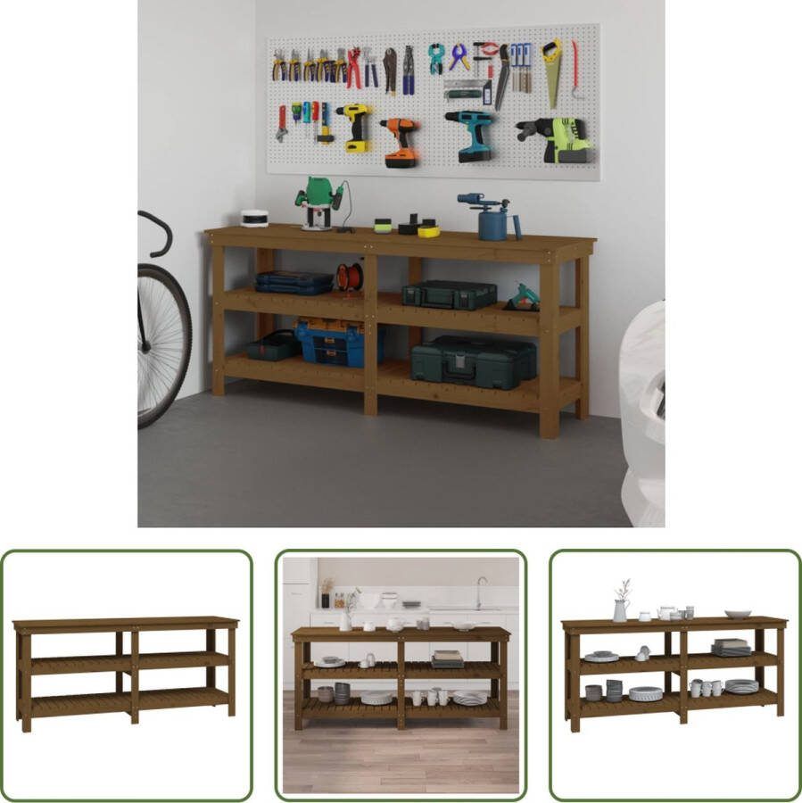 The Living Store Werkbank Werkbanken 181 x 50 x 80 cm Massief grenenhout