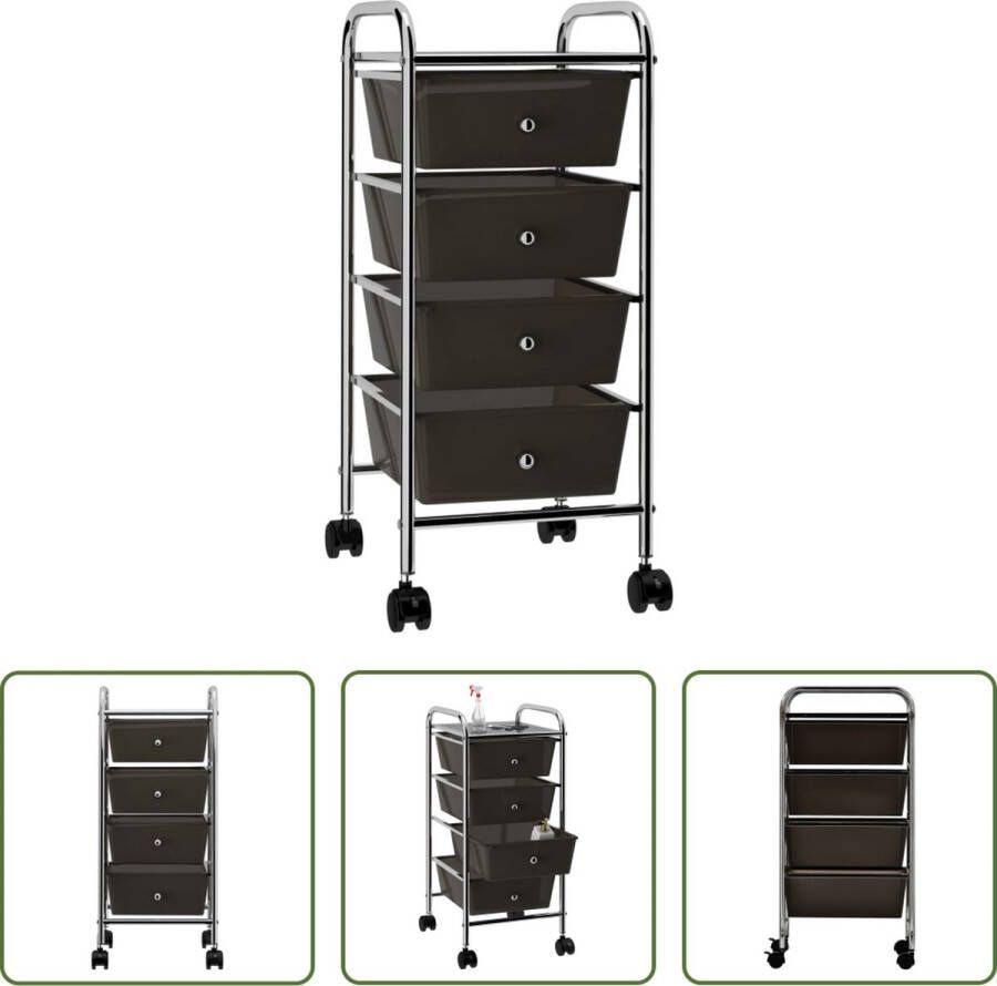 The Living Store Werktrolley Compacte en praktische werkwagen 32 x 36.5 x 76 cm Verchroomd frame