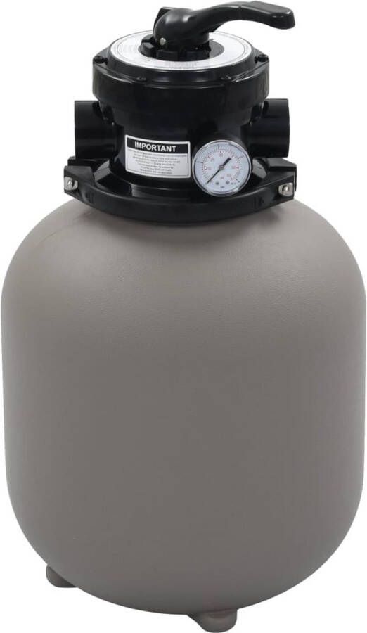 VidaXL The Living Store Zandfilter zwembad 35 x 62.5 cm 7 m³ u 50 PSI 27 kg zand grijs PE 48 mm 0.1 m² multipoort ventiel 0.35-0.5 pk 32 38 mm