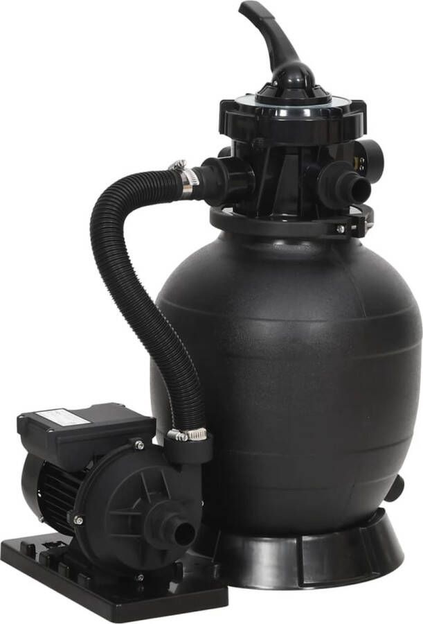 VidaXL The Living Store Zandfilterpomp 10.000 L u Onderhoudsarm Staal PE ABS Zwart 45x30x64.6cm 230V 400W IPX5 Geschikt voor 32mm 38mm slangen