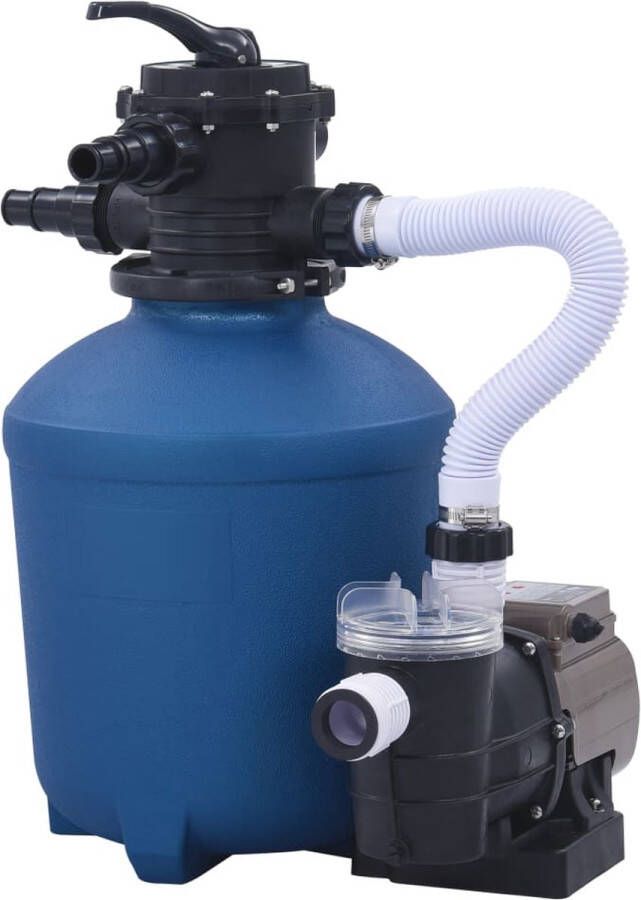 VidaXL The Living Store Zandfilterpomp met timer Zwembadfilterpomp 10.980 L u Duurzaam Ingebouwde timer 38 mm aansluiting Blauw Zwart