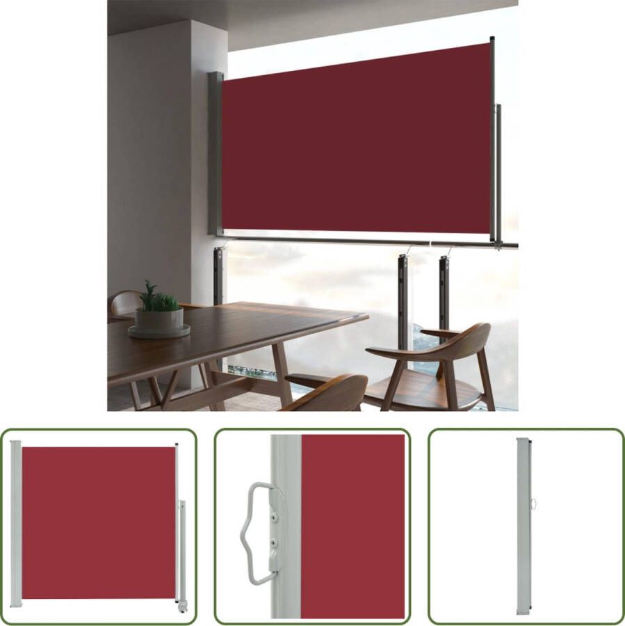 The Living Store zijluifel 160 x 0-300 cm UV-bestendig automatische terugrolfunctie rood