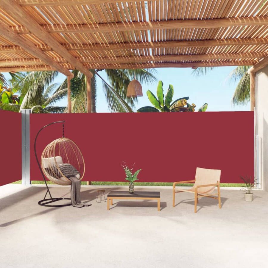 The Living Store Zijluifel Grote verstelbare tuinscherm 200 x (0 1.000) cm Rood UV-bestendig