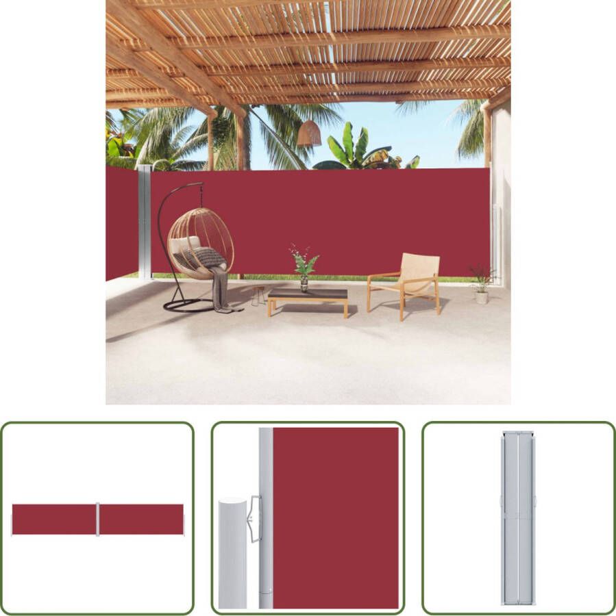 The Living Store Zijluifel Grote verstelbare tuinscherm 200 x (0 1.000) cm Rood UV-bestendig