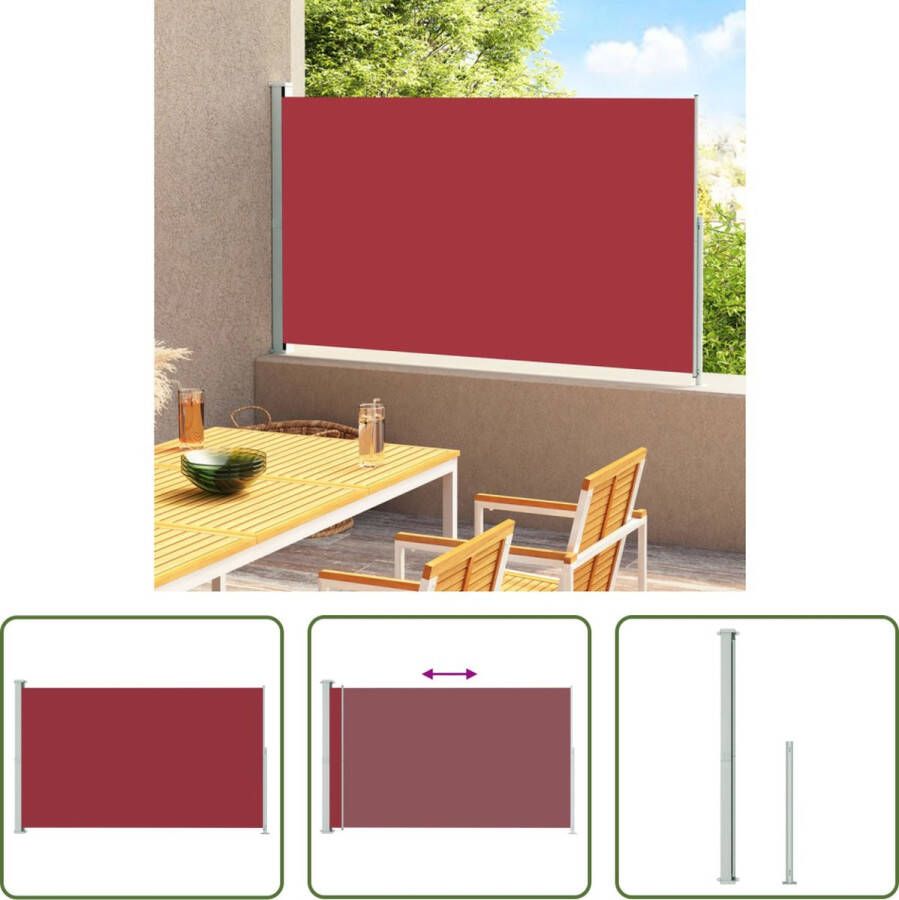 The Living Store Zijscherm 180x(0-300) cm UV- waterbestendig Rood Grijs