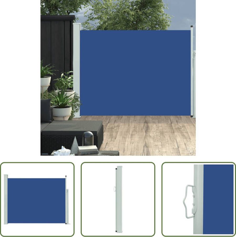 The Living Store Zijscherm Blauw 140 x (0-500) cm UV- en scheurbestendig polyester