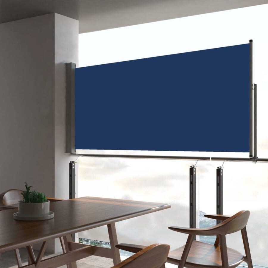 The Living Store Zijscherm Polyester 60 x 0-300 cm Blauw Grijs