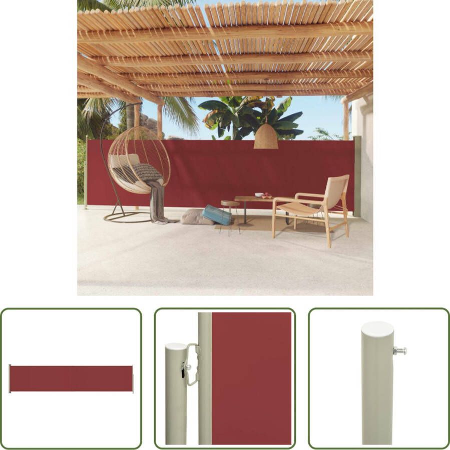 The Living Store Zijscherm Rood UV-bestendig Polyester Automatische Terugrol 140 x (0-600) cm