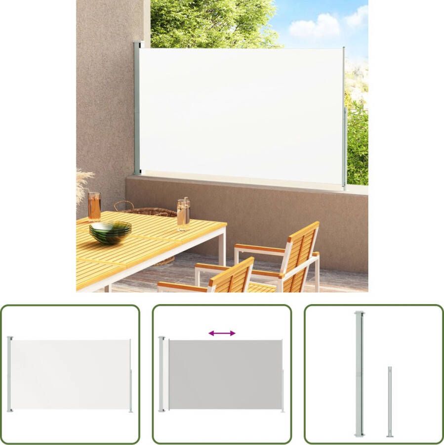 The Living Store Zijscherm Uittrekbaar UV- waterbestendig 180x0-300 cm Crème Grijs