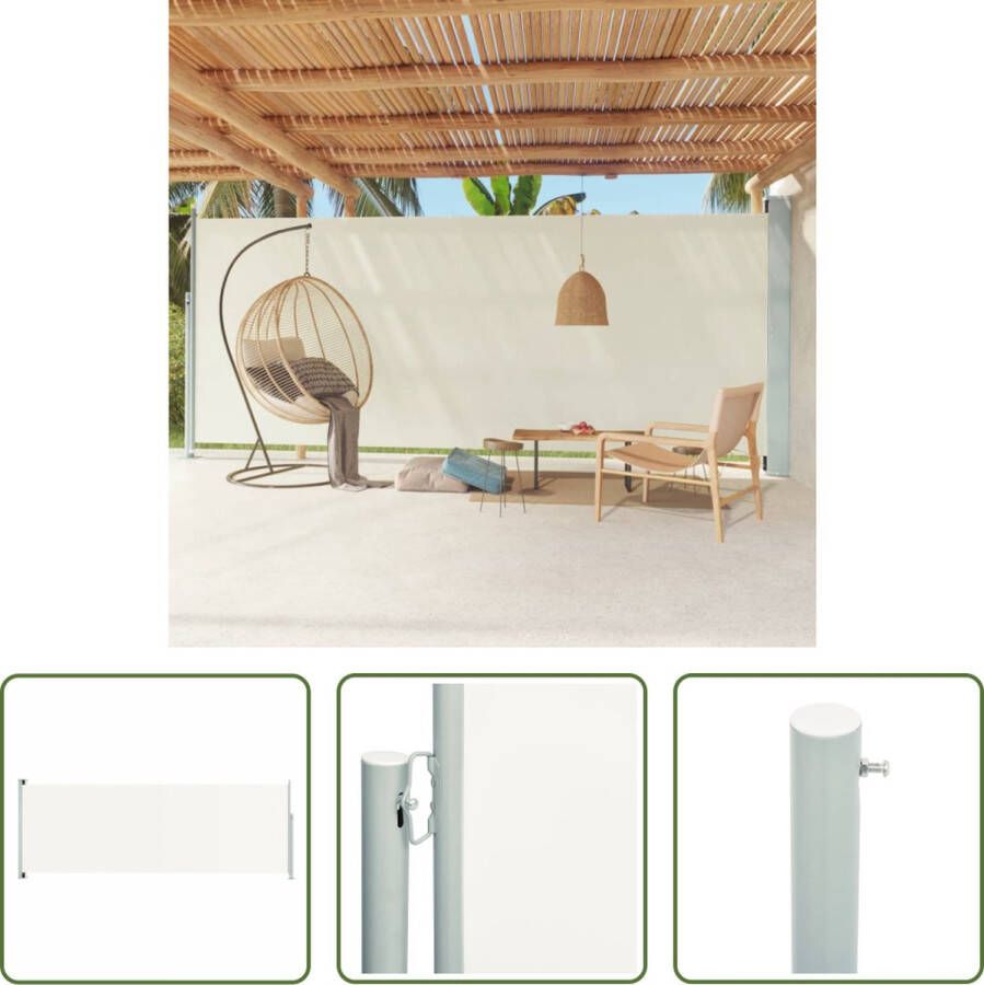 The Living Store Zijscherm UV- en scheurbestendig polyester 220 x (0-600) cm Crème kleur Montage vereist