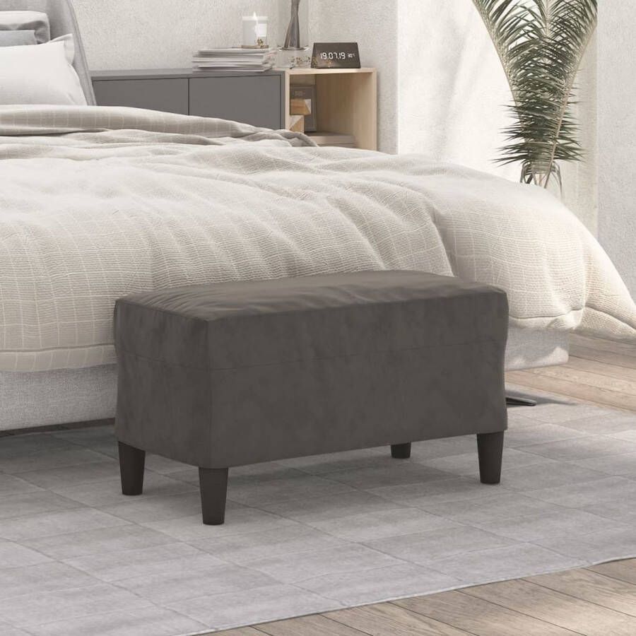 The Living Store Zitbank Fluweel 70 x 35 x 41 cm Donkergrijs