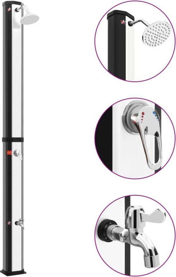 The Living Store Zonnedouche Milieuvriendelijk 35L waterreservoir 60? verwarming Inclusief kraan en schroeven