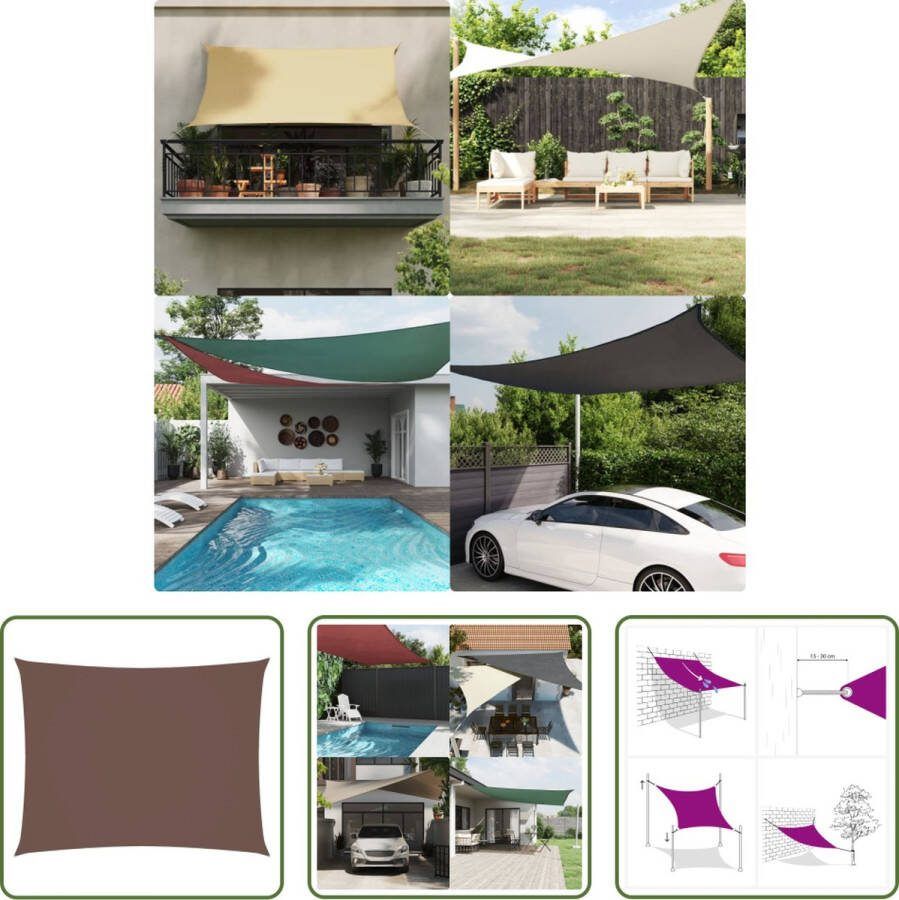 The Living Store Zonnescherm Rechthoekig 5x7m Bruin PU-gecoat Oxford stof