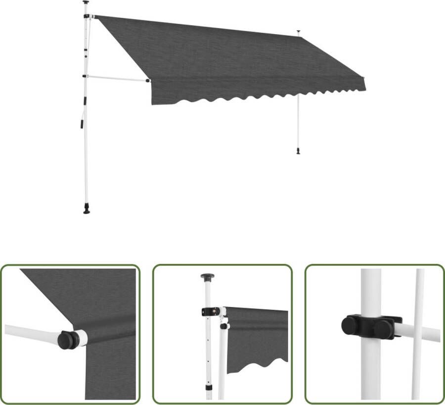 The Living Store Zonnescherm Uittrekbaar 400 cm x 120 cm Antraciet