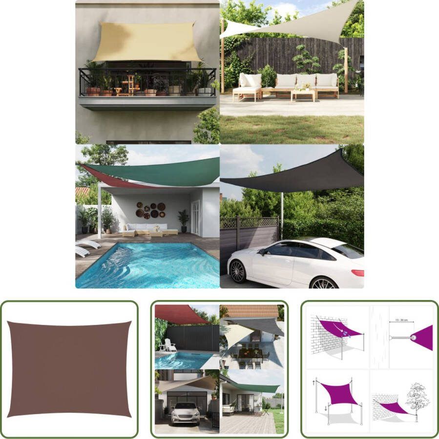 The Living Store Zonnescherm Vierkant 6x8m Bruin PU-gecoat oxford stof
