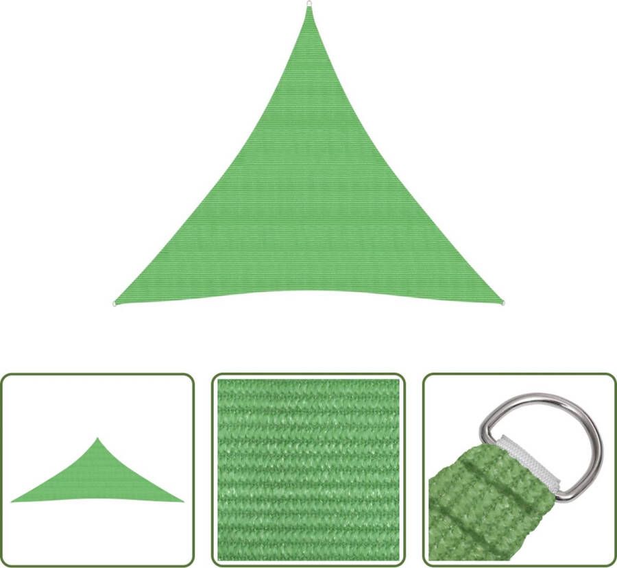 The Living Store Zonnezeil driehoekig HDPE 5x5x5 m lichtgroen 90% uv-bescherming