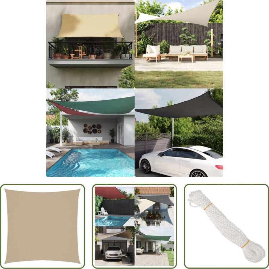 The Living Store Zonnezeil Tuinaccessoires 7 x 7 m Beige Waterbestendig