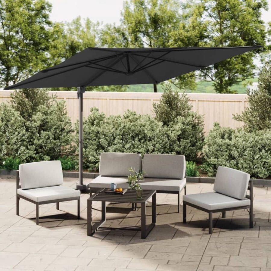 The Living Store Zweefparasol 400x300x268 cm Polyester Zwart Kantelbaar en 360 graden draaibaar Stevige structuur Met zwenksysteem