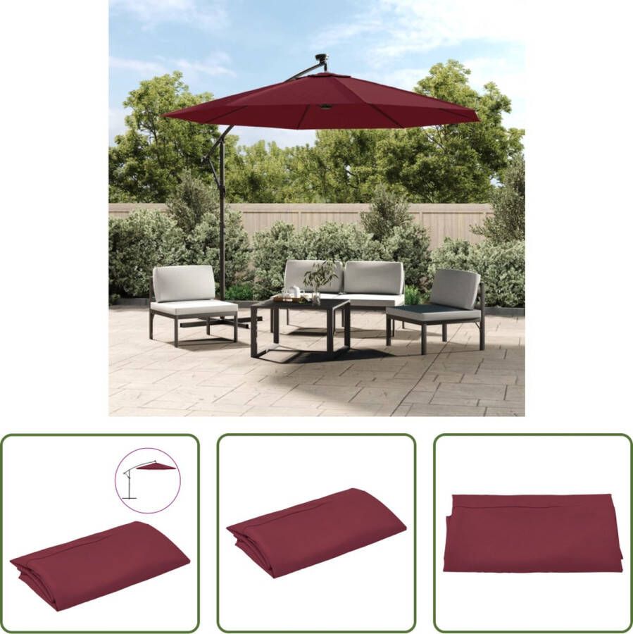 The Living Store Zweefparasol Doek 300 cm Bordeauxrood UV-beschermend en anti-vervagend polyester