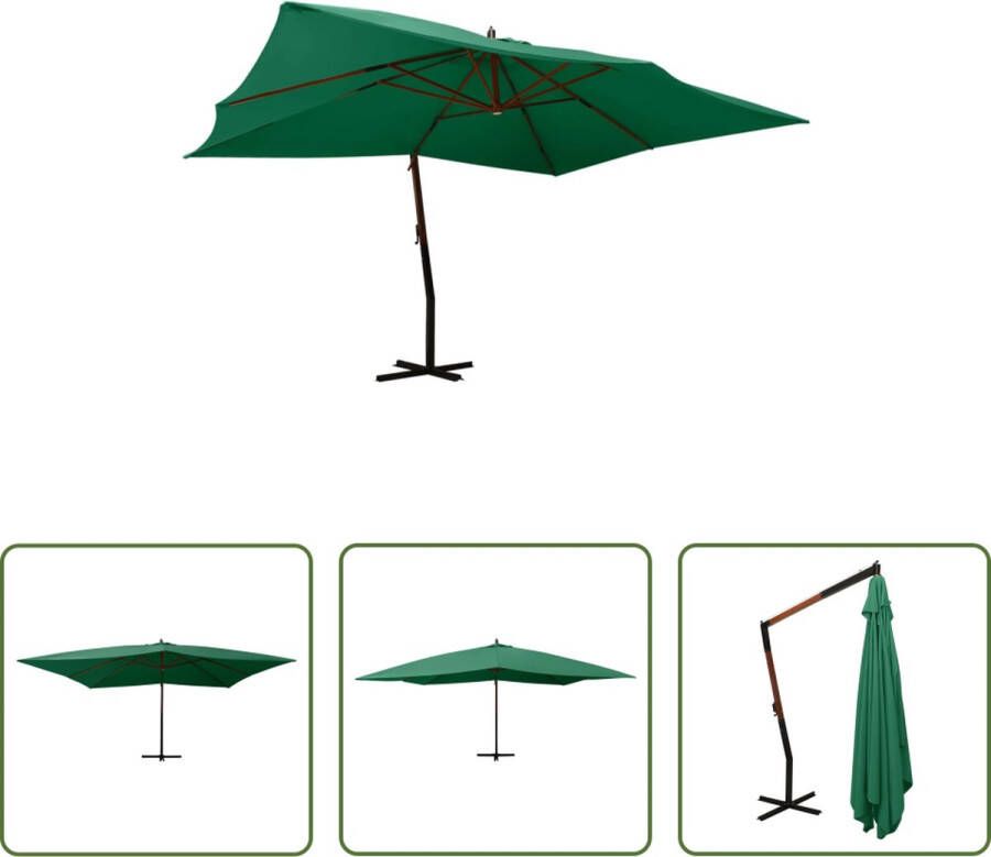 The Living Store Zweefparasol Groen 400 x 300 cm UV-beschermend polyester