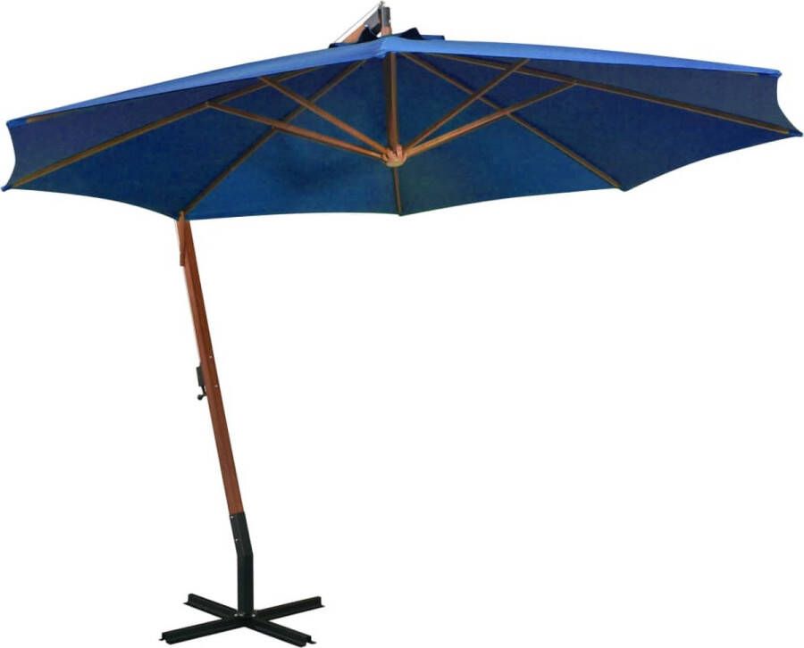 The Living Store Zweefparasol Hout azuurblauw 350 cm