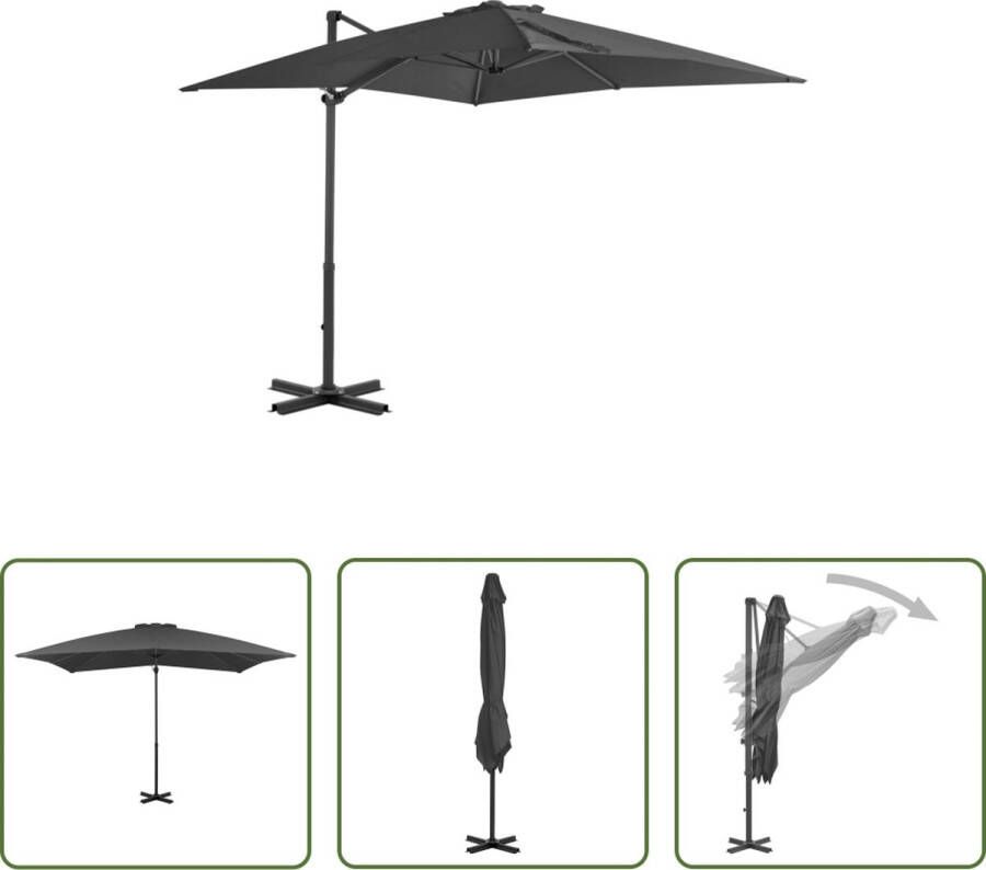 The Living Store Zweefparasol met aluminium paal 250x250 cm antraciet Parasol