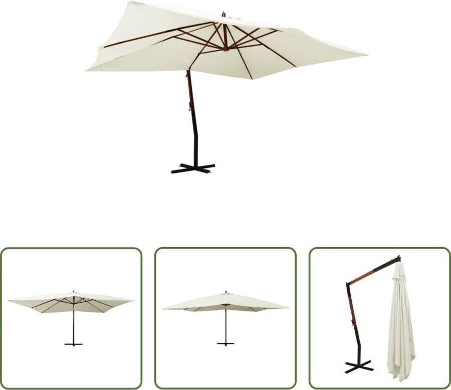 The Living Store Zweefparasol Praktisch Tuinmeubelen Afmeting- 400 x 300 cm Kleur- Zandwit