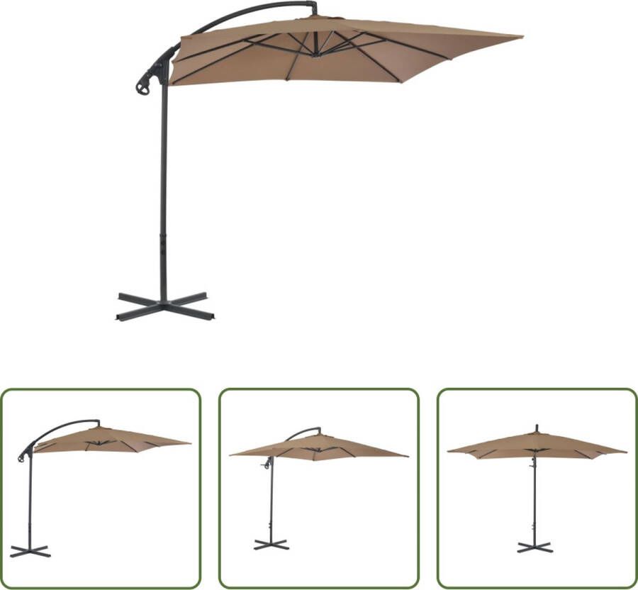 The Living Store Zweefparasol taupe 250 x 250 x 260 cm UV-beschermend polyester