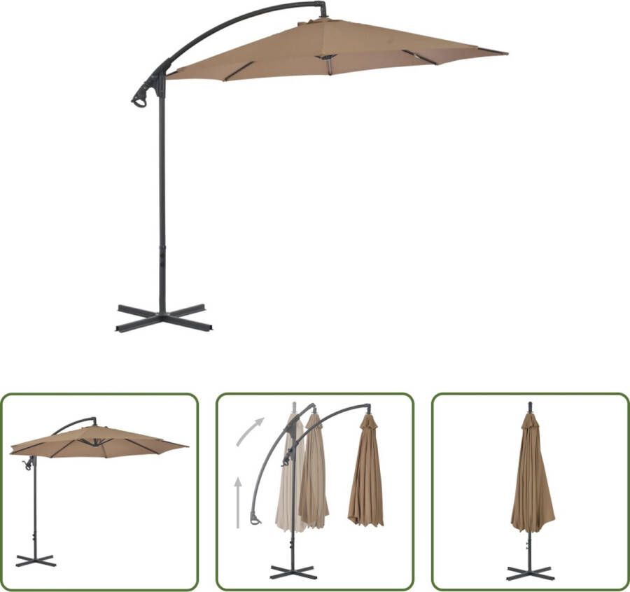 The Living Store zweefparasol Taupe Elegant Tuinparasol Afmeting- 300 x 260 cm UV-beschermend polyester