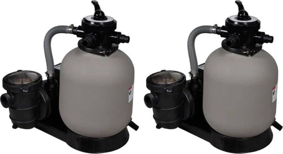 VidaXL The Living Store Zwembad Zandfilterpomp 17.000 L u Duurzame filtertank Multi-poortklep Weerbestendig 38 mm Aansluiting Met voorfilter IPX5 Inclusief 2 pompen