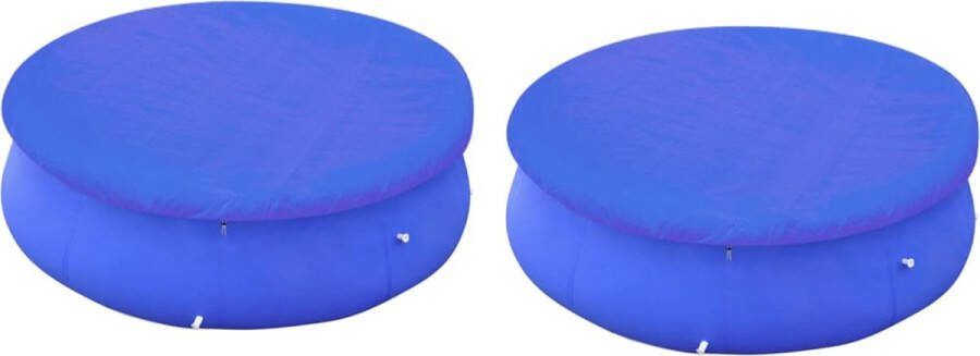 VidaXL The Living Store Zwembadhoes donkerblauw polyethyleen 480 cm diameter 90 g m² geschikt voor ronde zwembaden (450-457 cm) met afvoergaten en kunststof vergrendeling 2 stuks