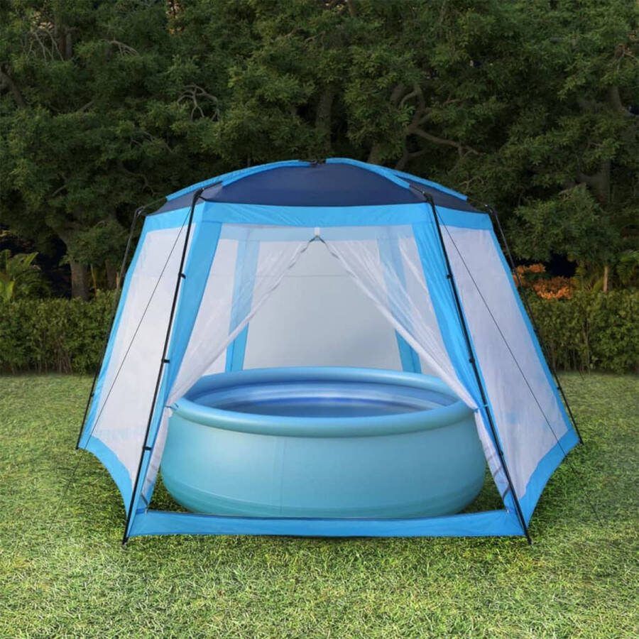VidaXL The Living Store Zwembadtent Polyester 660x580x250 cm Blauw UV Waterbestendig