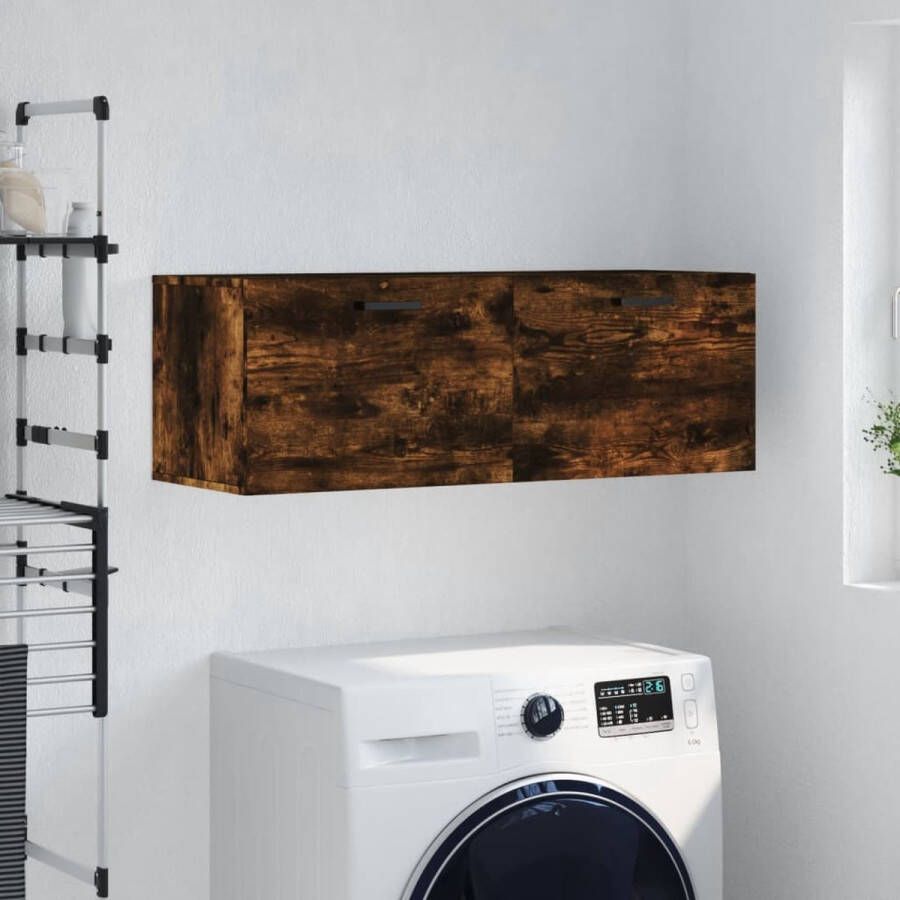 The Living Store Zwevende Wandkast Gerookt Eiken 100 x 36.5 x 35 cm Duurzaam Hout Inclusief Montagehandleiding