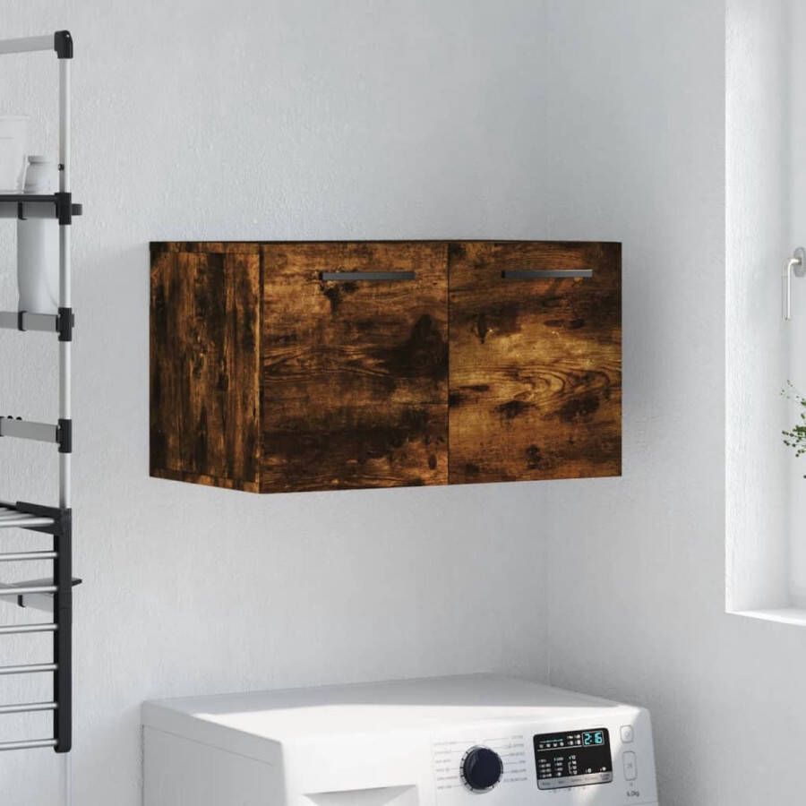 The Living Store Zwevende Wandkast Gerookt Eiken 60 x 36.5 x 35 cm Duurzaam hout Montage vereist