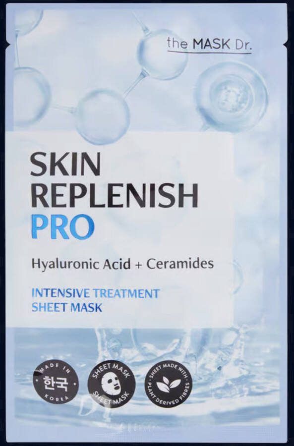 The Mask Dr. gezichtsmasker intensive sheet mask hyaluronzuur en ceramide vegan voor doffe huid